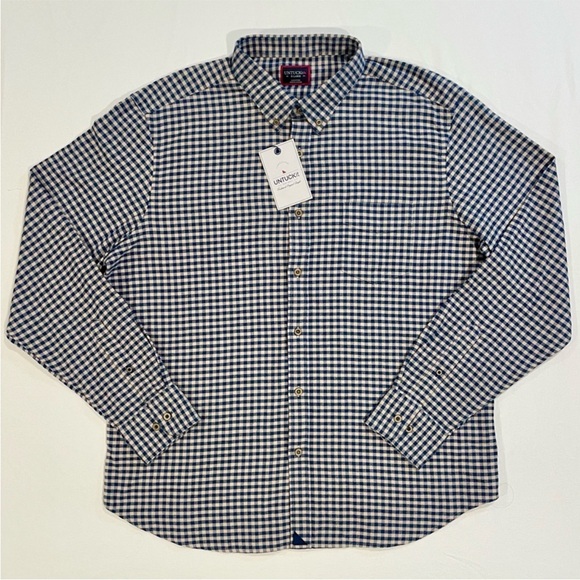 UNTUCKit Other - New UNTUCKit Cerasuolo Flannel Shirt Mens XL Navy Blue Khaki Checks Cotton Fall